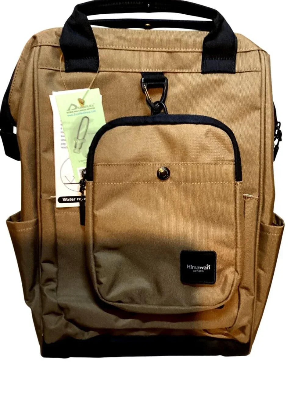 Himawari Backpack w Cross Body Purse Ply Canvas Water Repellent Brown New W Tags